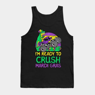 Kids Crush Mardi Gras Dino Monster Truck Tank Top